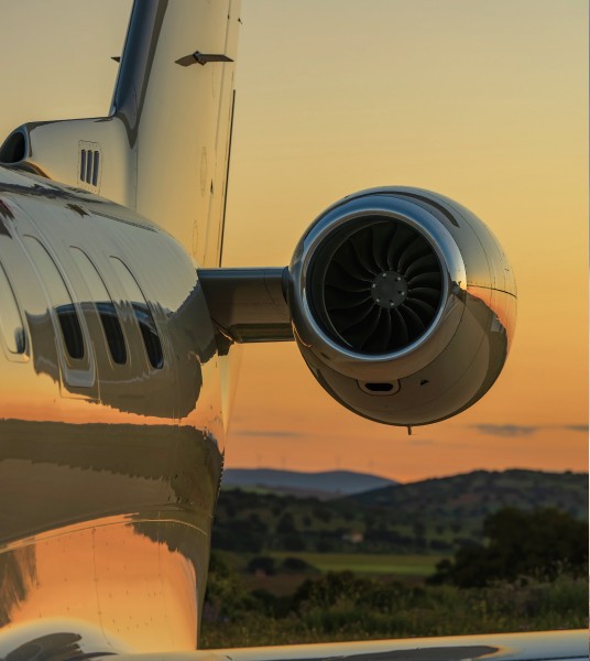 Vue rapprochée du moteur du Pilatus PC24