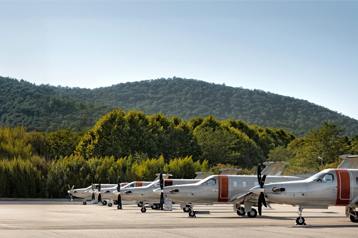 Jetfly Pilatus PC-12 fleet at La Mole airport
