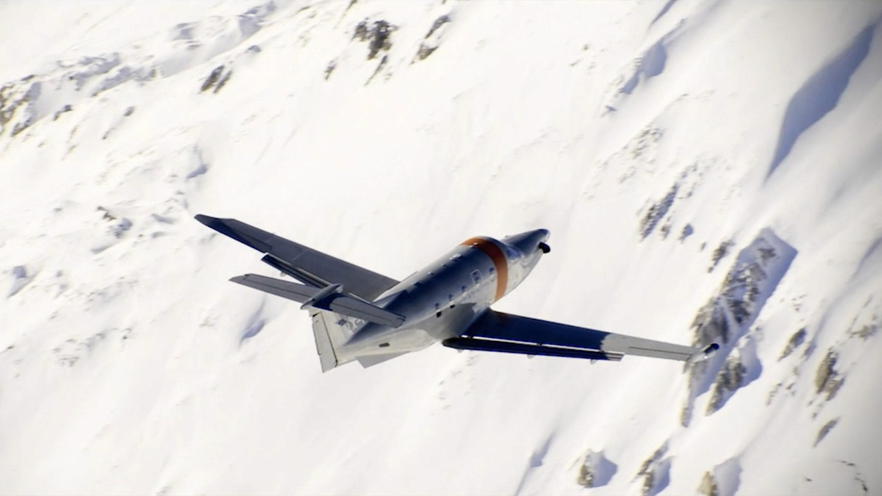 Jetfly Pilatus PC-12 flying over snowy mountains