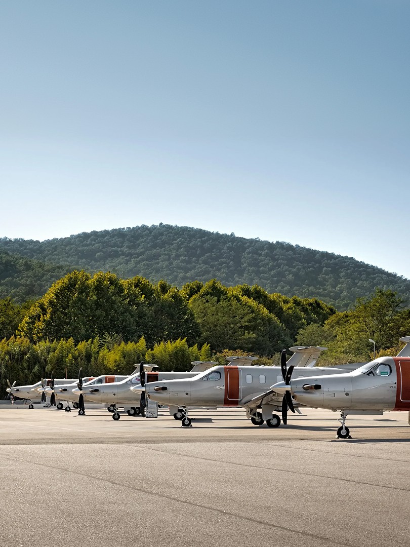 Jetfly Pilatus PC-12 fleet at La Mole airport