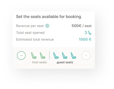Section of mobile app showing shared seat allocation